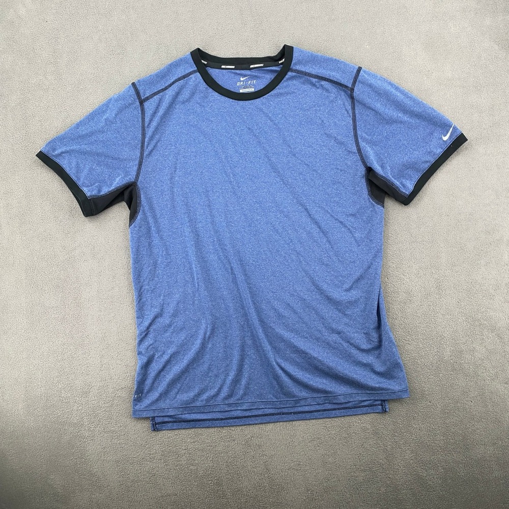 Nike Running Dri-FIT Shirt Mens Medium Blue Heather Short Sleeve Athletic Tee